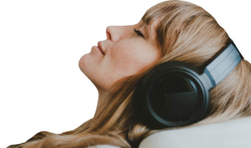 Sleeping woman in headphones 