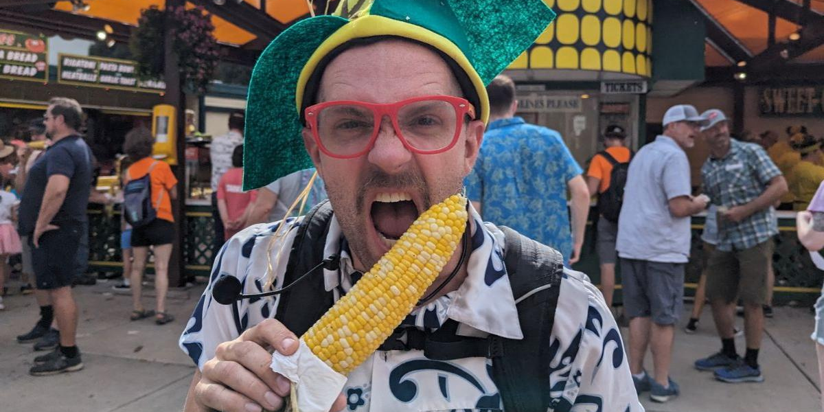 Andy at the corn booth -state fair