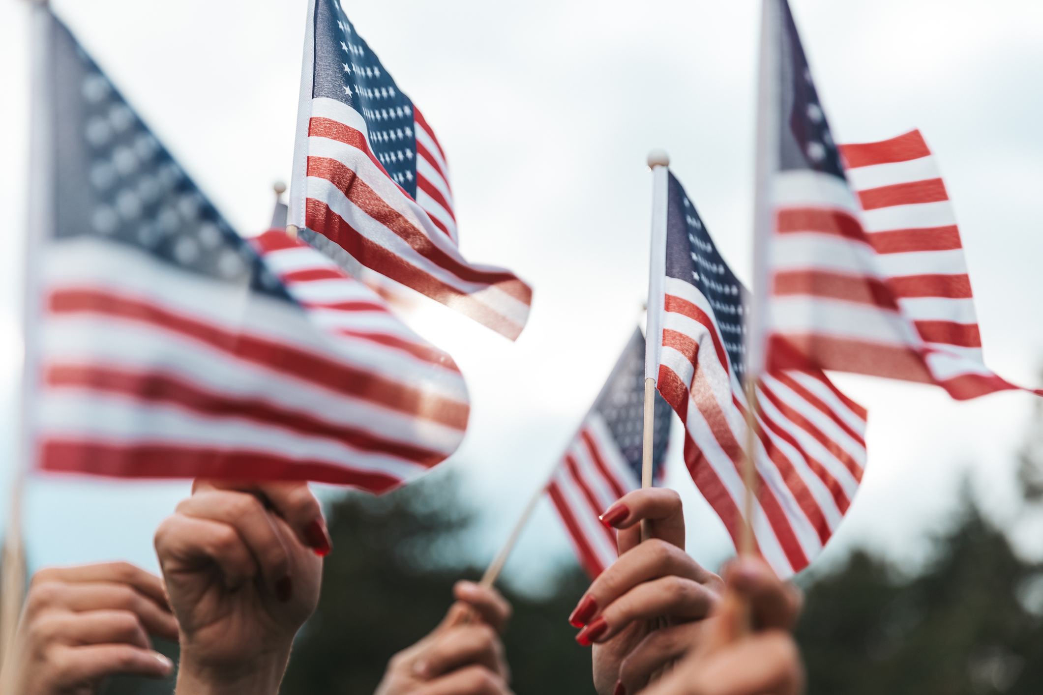 American flags raised
